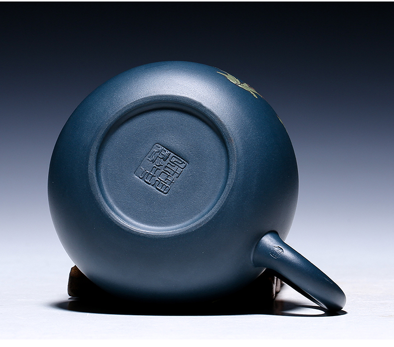 純手工紫砂壺，小巧琺瑯印花紫砂壺